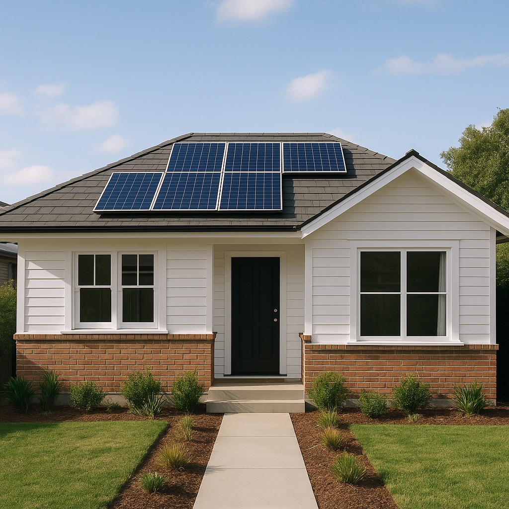 Suburban Home with Solar Panels